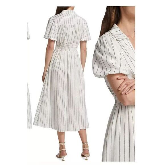 Derek Lam 10 Crosby Women Sz 12 Ivory Maya Pinstripe Twist-Front Maxi Dress - Picture 14 of 14